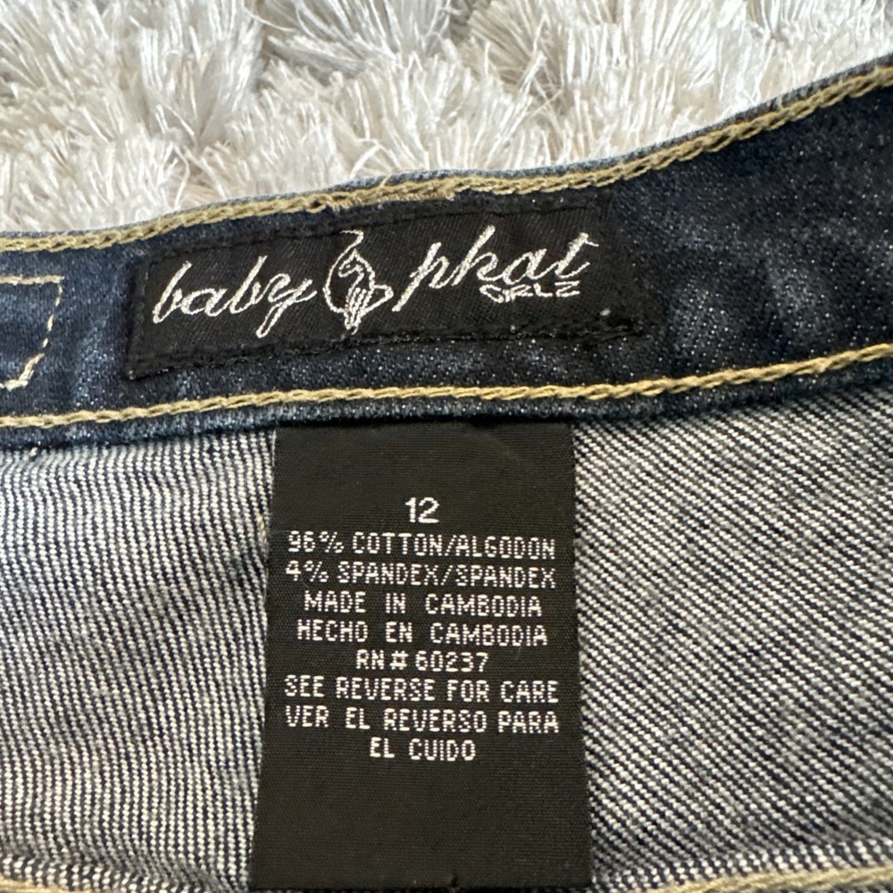 Vintage YOUTH Girls Size 12 Baby Phat Y2K Embroidered Blue Denim Jeans 90's HTF - Picture 8 of 8